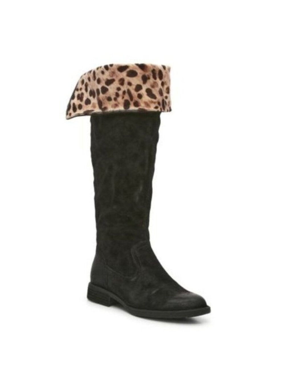 NWOT BORN BORMAN SUEDE LEATHER TALL CHEETAH INTERIOR CUFF BOOTS - 7M